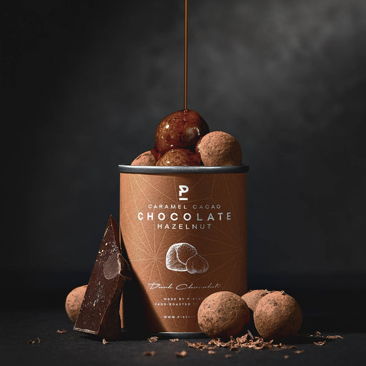 Nocciola - Cioccolato fondente con caramello e cacao - 60 gr